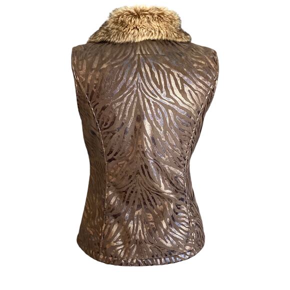 Faux Fur Collar Zebra Print Vest - Picture 4 of 9